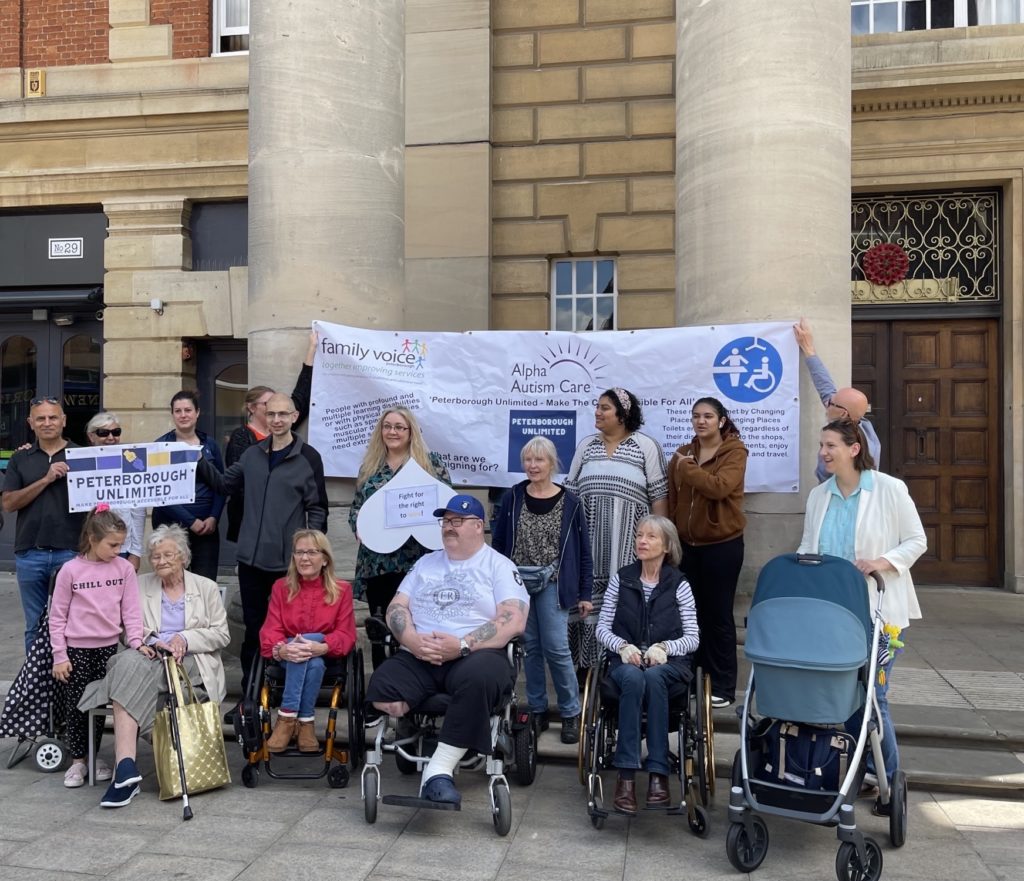 Disability campaigners hold demo outside Peterborough Town Hall FVP